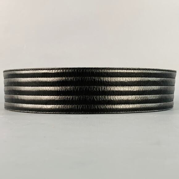 YVES SAINT LAURENT Size M Black Quilted Leather Belt - Picture 3 of 6